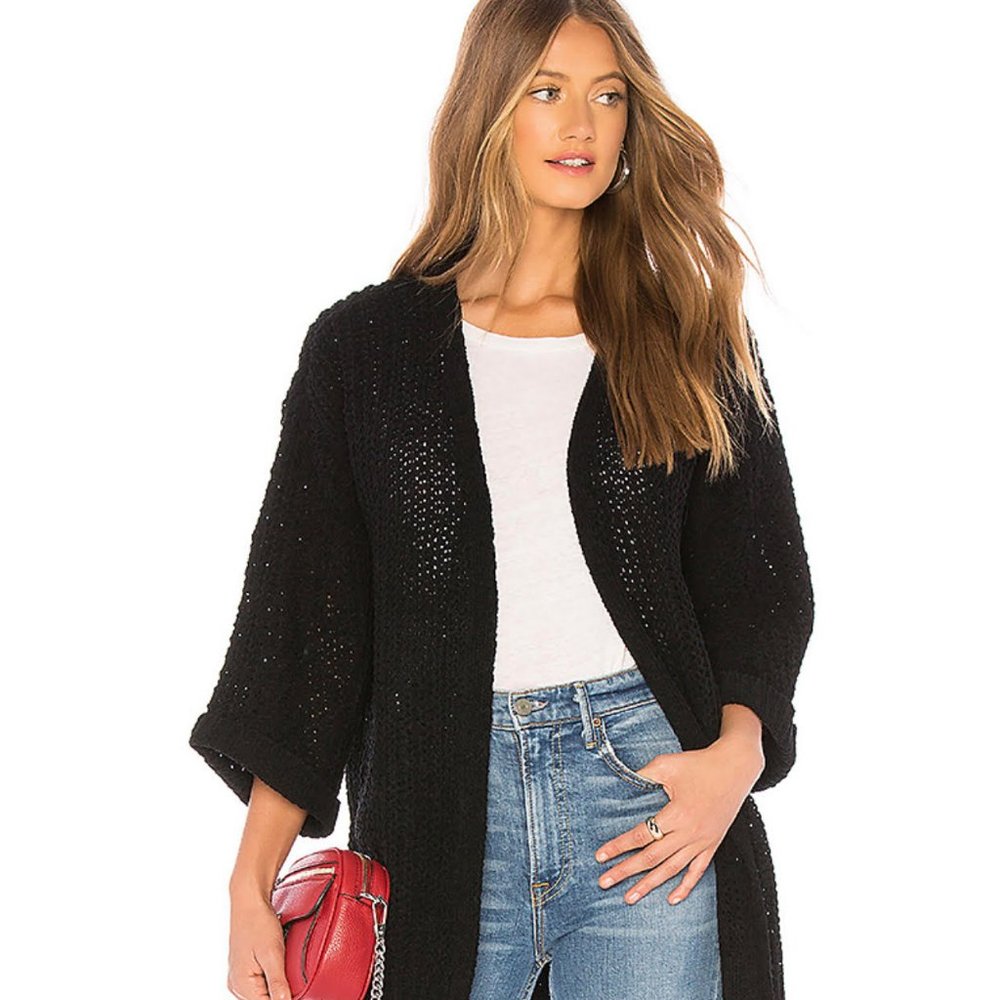 MinkPink Black Oversized Cardigan